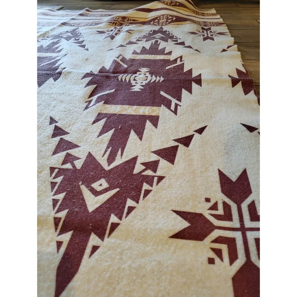 Large Antique Vintage Native American style Blanket / bed coverlet 7' x 6' USA